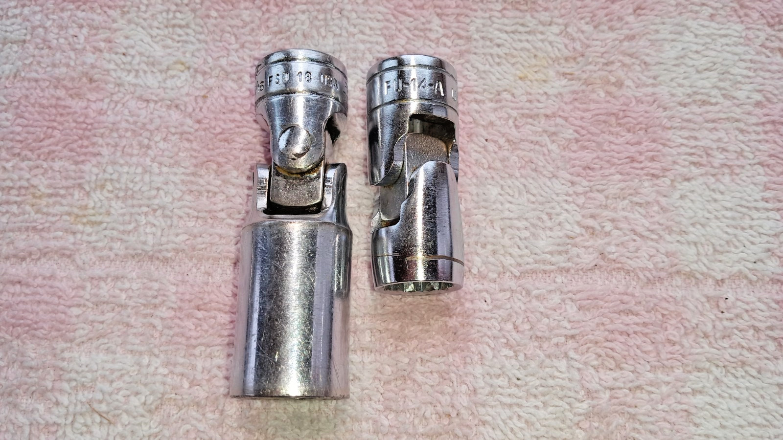 SNAP-ON SWIVEL SOCKETS PAIR 7/16 and 9/16 BOTH 3/8dr USED W WEAR SEE DESC snap