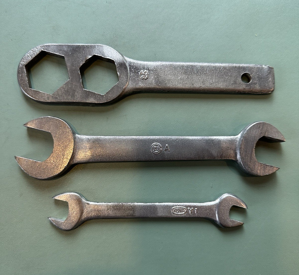 HM Honda Motors Vintage Motorcycle Wrenches 3 Piece Set – 9, 12, 17, 19, 23, 27