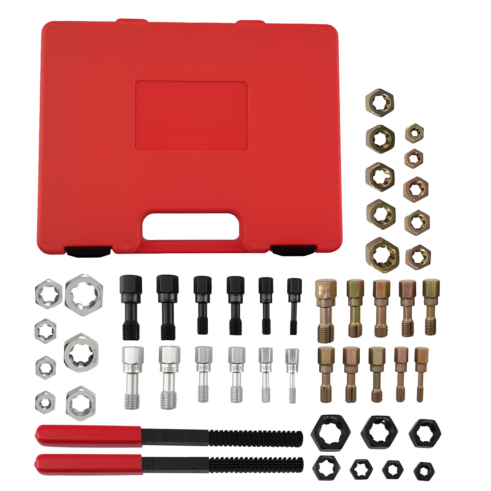 48Pcs Thread Repair Tool UNC UNF Metric Thread Chaser Restorer Kit with Tap Dies