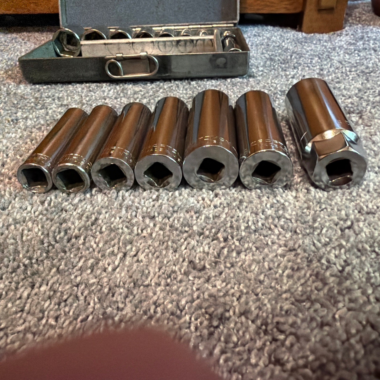 VTG Craftsman Easco 16 Piece Deep 6 Point Socket Set USA With Storage Box NICE