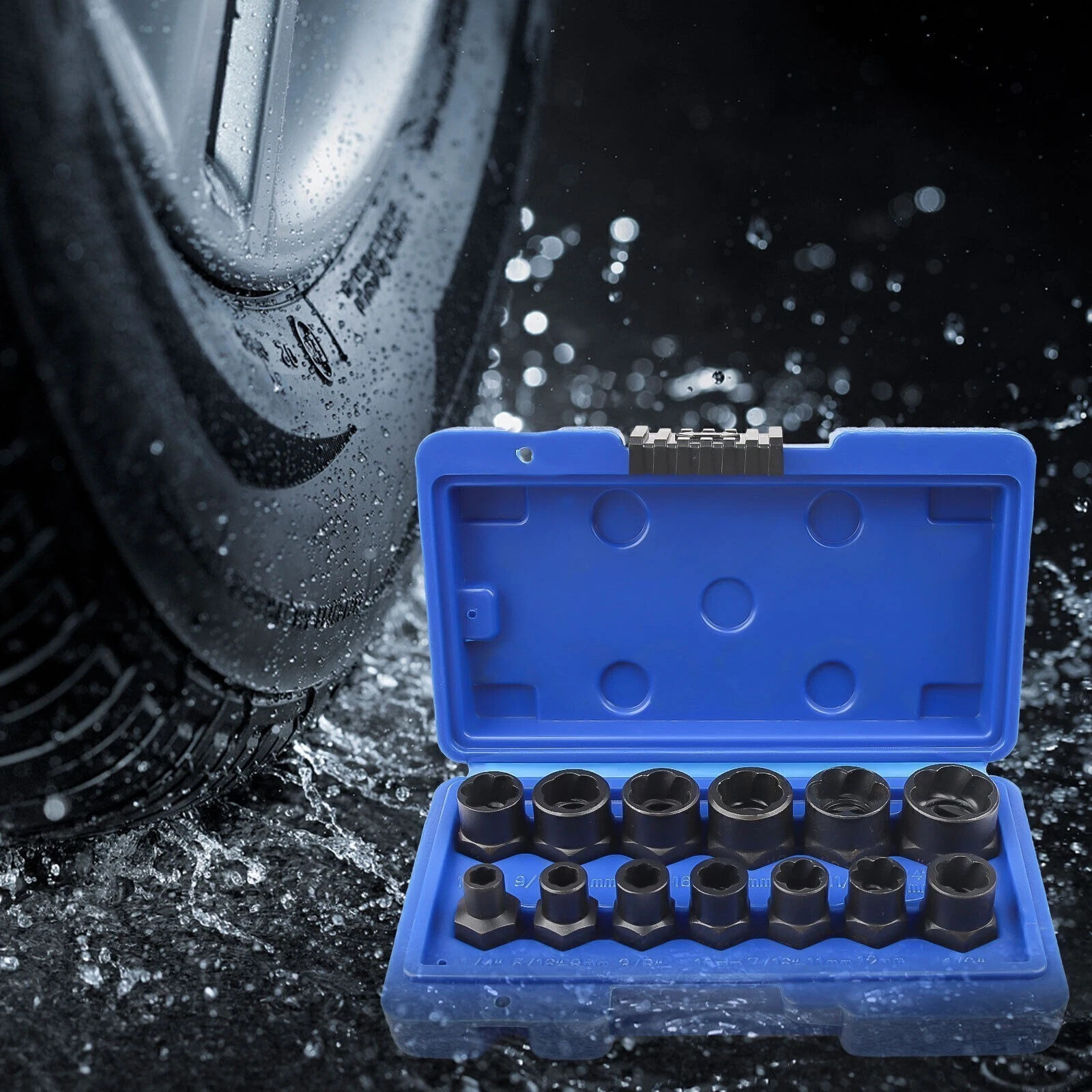 13PC Bolt Extractor Damaged Lug Nut Remover Twist Socket Extractor Tool 8-19MM