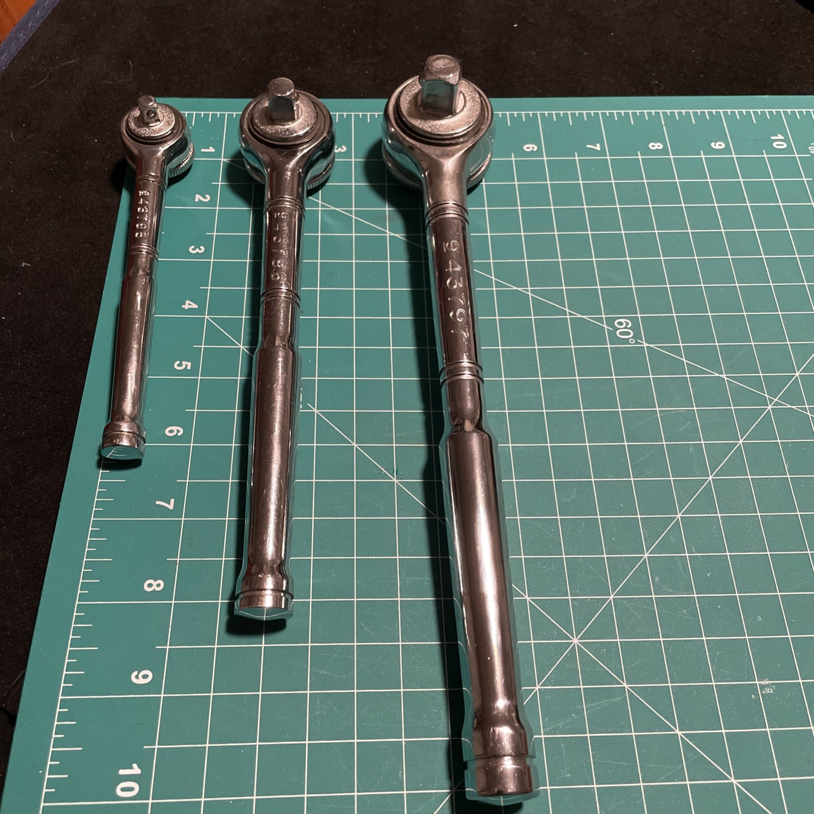 Vintage 3 Craftsman set Thumb Wheel Ratchet 1/2” 3/8”and 1/4” Drive.