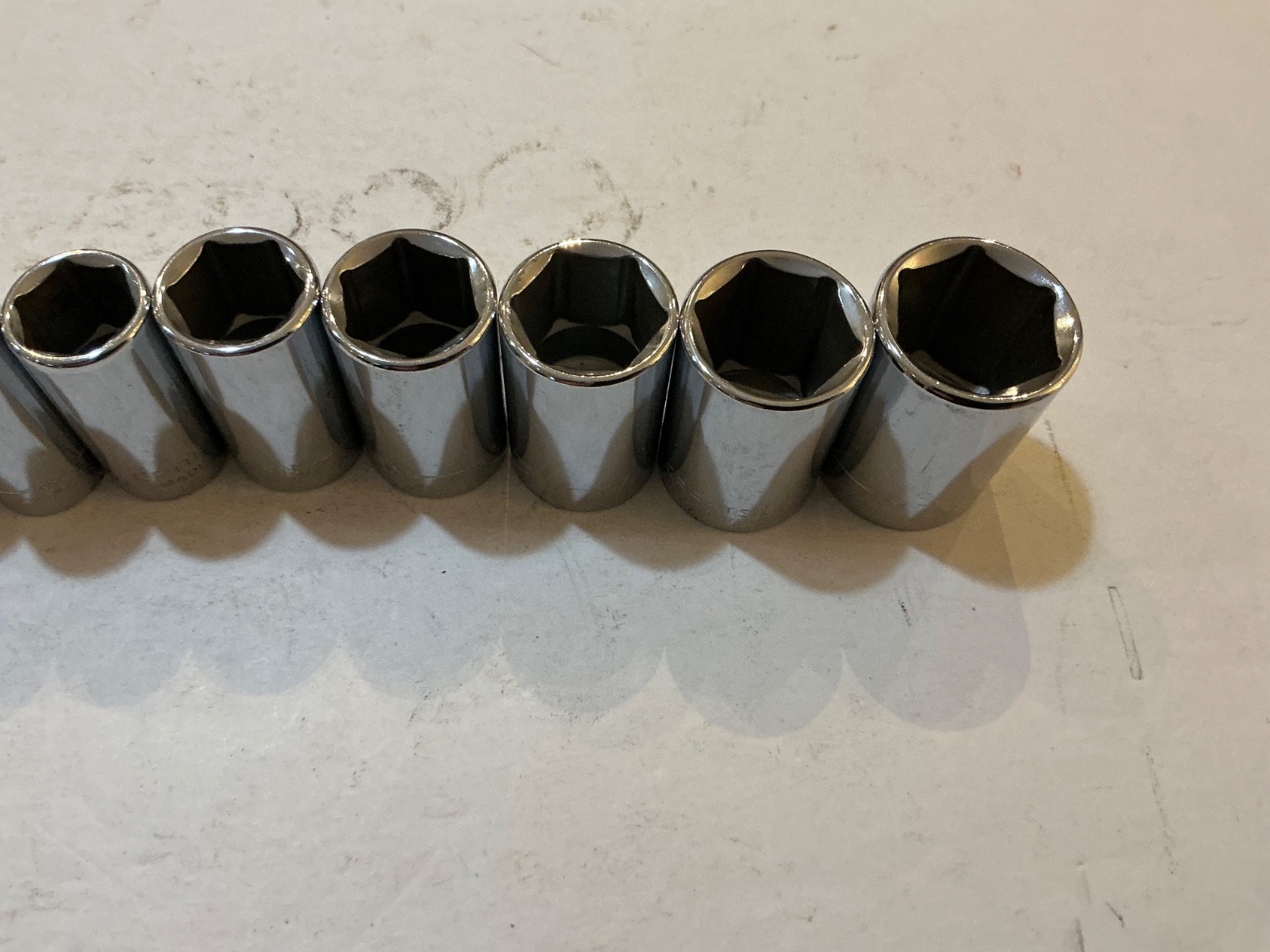 RARE Craftsman USA Mid-Length Semi-Deep SAE 9pc socket set 3/8” Dr 6Pt 3/8”-7/8”