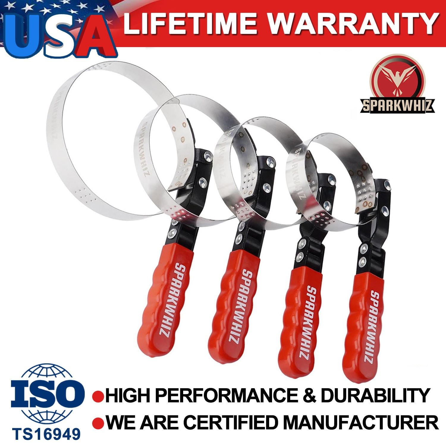 ‎4 Pack SPARKWHIZ Swivel Oil Filter Wrench Removal Tool 2-3/4″ – 5-1/4″ 4 Sizes