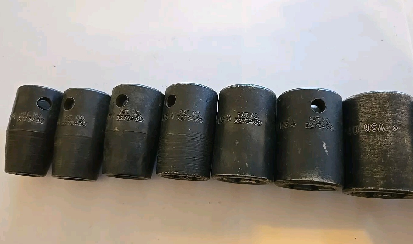Snap On 1/2″ Drive 3/8″-1″ 6PT SAE Shallow Impact Sockets With Rack Lot Of 11