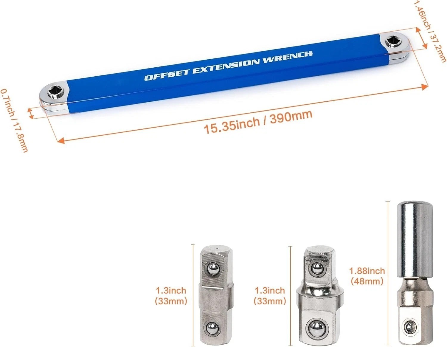 Pro Zero Offset Extension Wrench Tight Reach Extension Wrench Set 1/2″ 1/4″ 3/8″