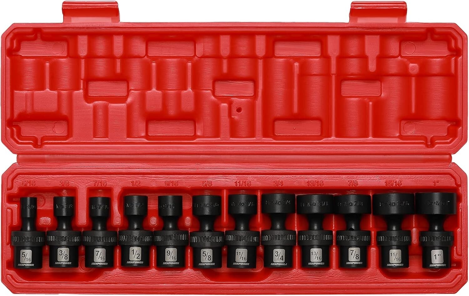 Versatile Shallow Impact Socket Set – 3/8″ Drive, 12 Pieces with Laser Markings