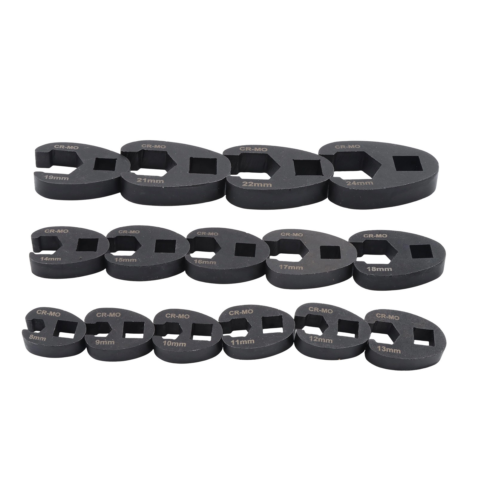 Labwork 15Pcs Crowfoot Flare Nut Wrench Set Metric 3/8″ and 1/2″ 8 to 24 mm Nuts