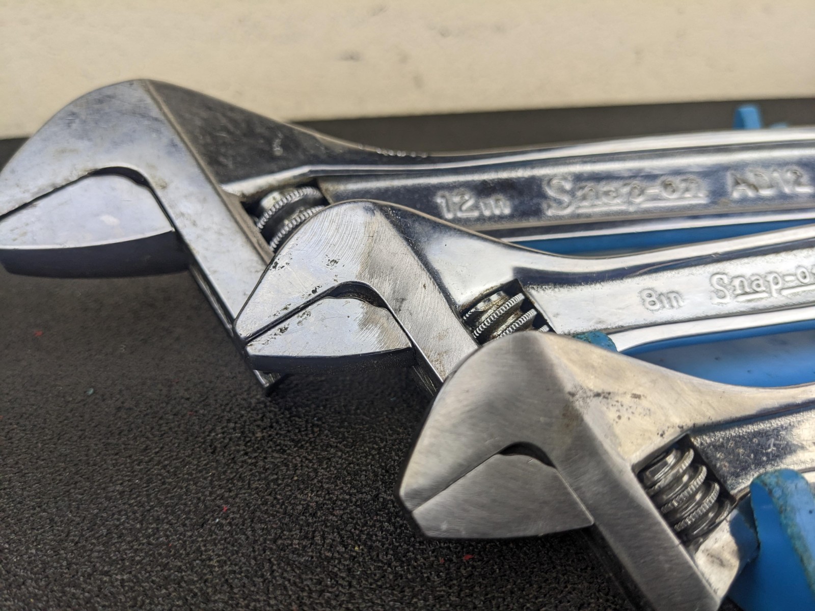 #bl847 Snap-on 3pc Vintage Adjustable Wrench Set AD6 AD8 AD12 USA