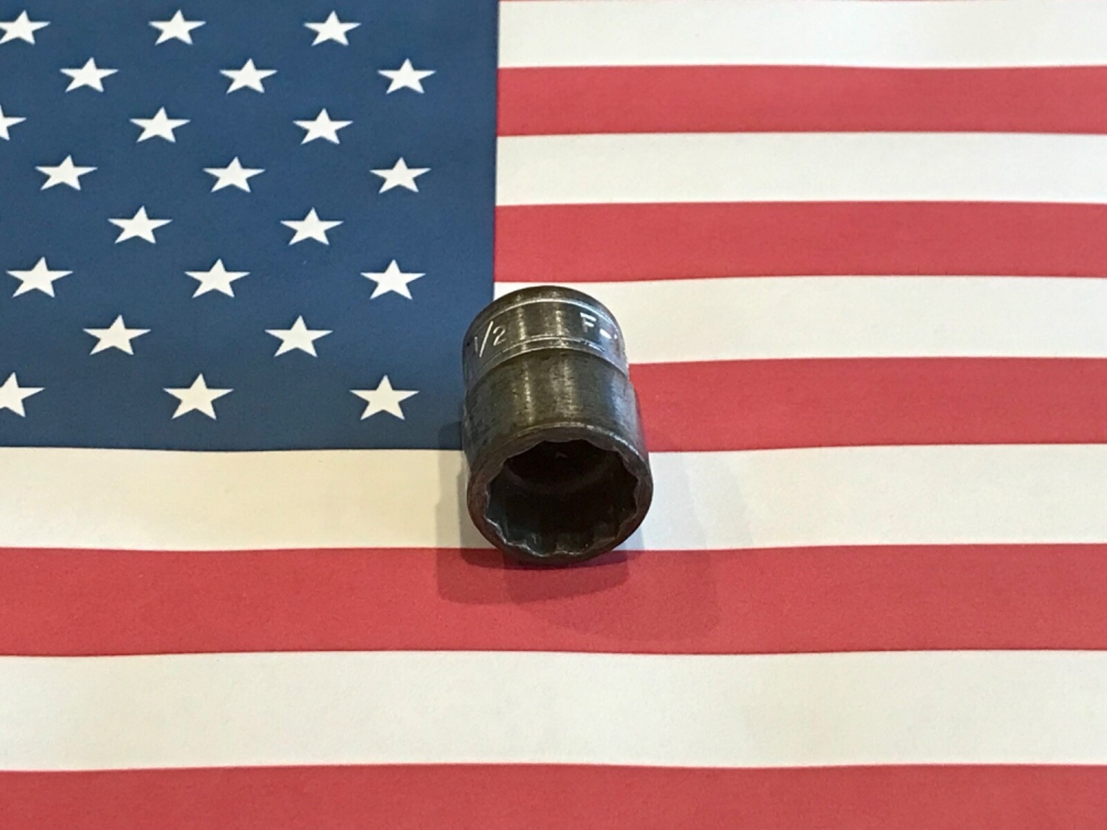 1956 Vintage Snap-on 1/2” Shallow Socket, 12 Point, 3/8″ Drive, F 161 USA 🇺🇸