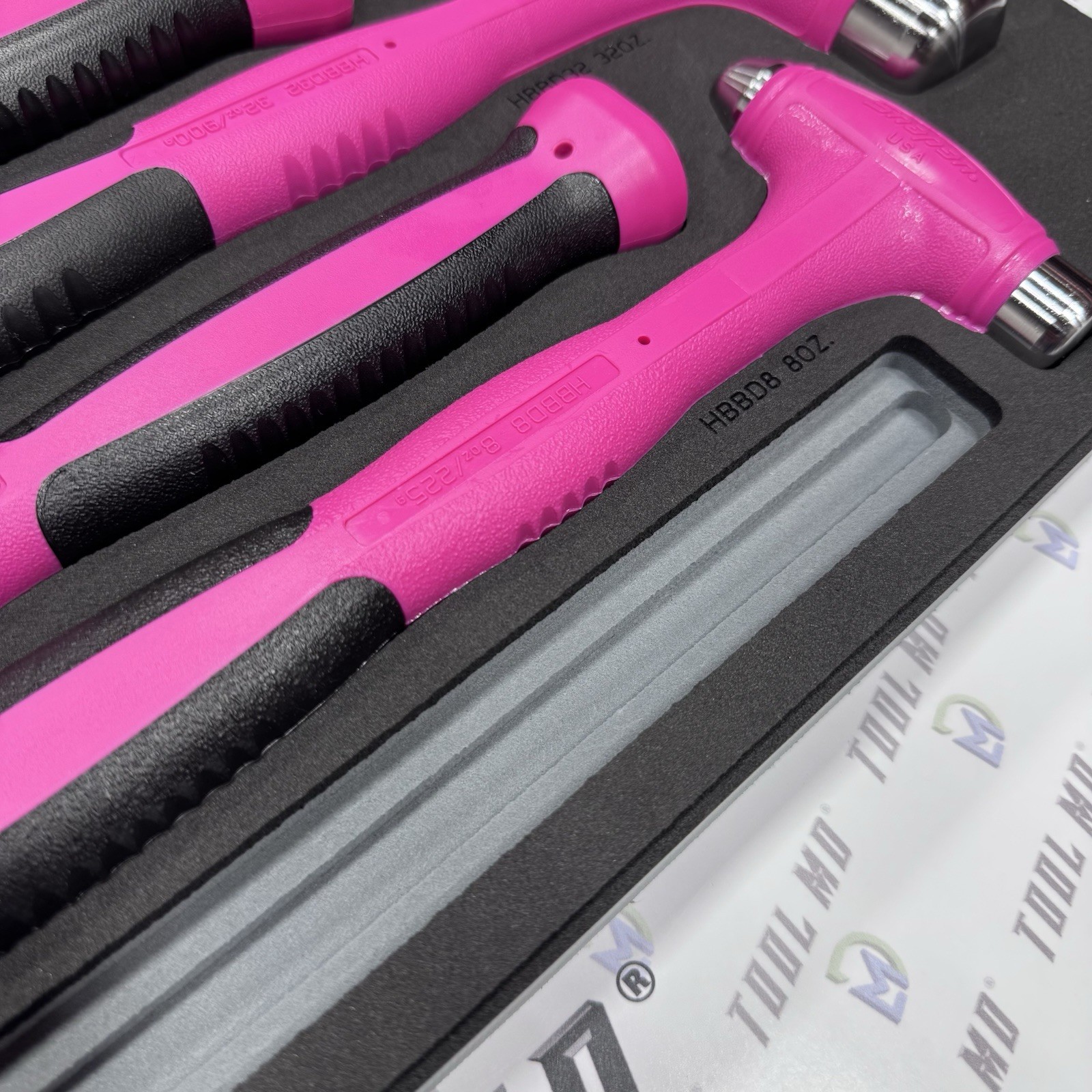 Snap-on Tools USA NEW 6pc ELECTRIC PINK Dead Blow Ball Peen Hammer Set HBBD6FEP