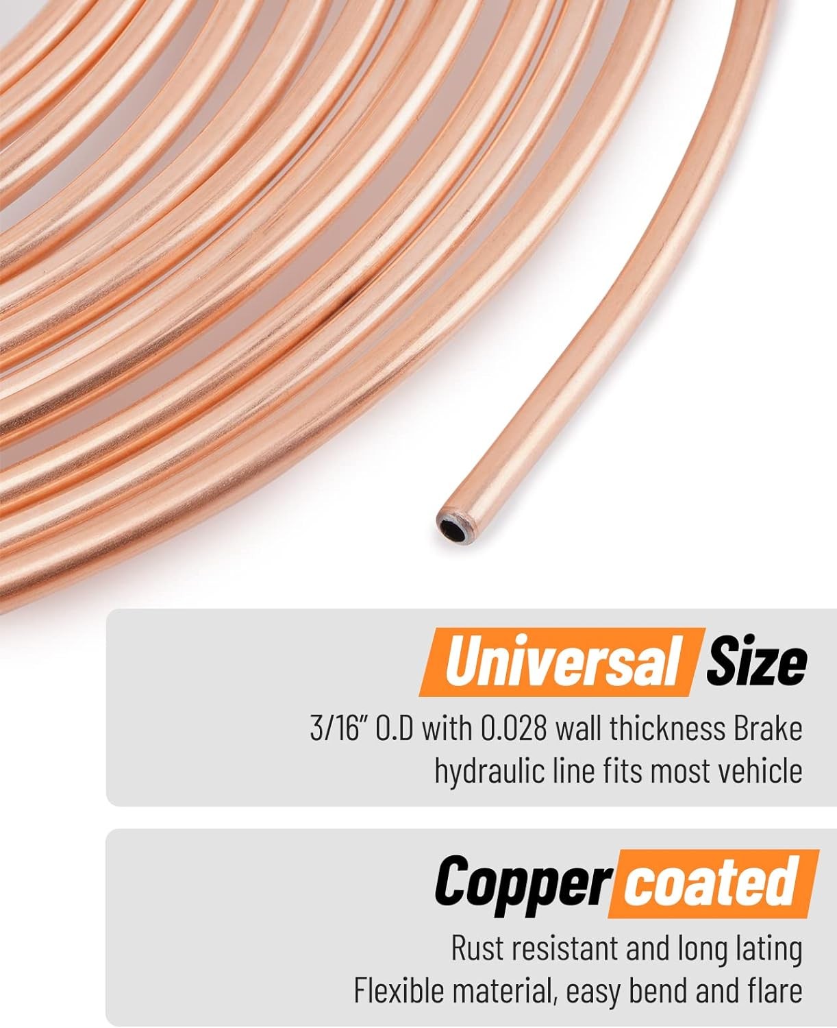 25 FT 3/16 Copper Coated Brake Line Tube Bender Single Double Flaring Tool KIt