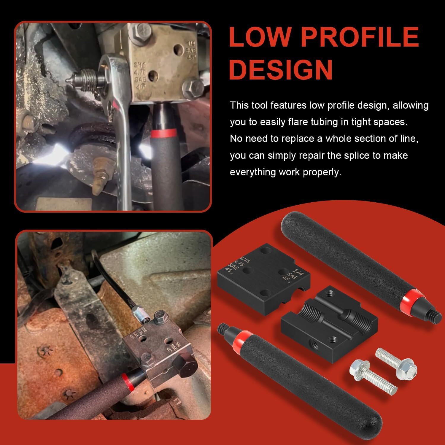 33260 Low Profile Brake Line Single/Double Flaring Tool Kit For 4.75, 3/16, 1/4