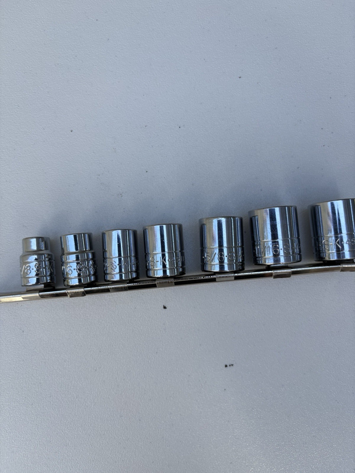 “Vintage SK Tools 3/8” 7pieces SAE Shallow 6pt Socket Set 45112-45024 USA Made “