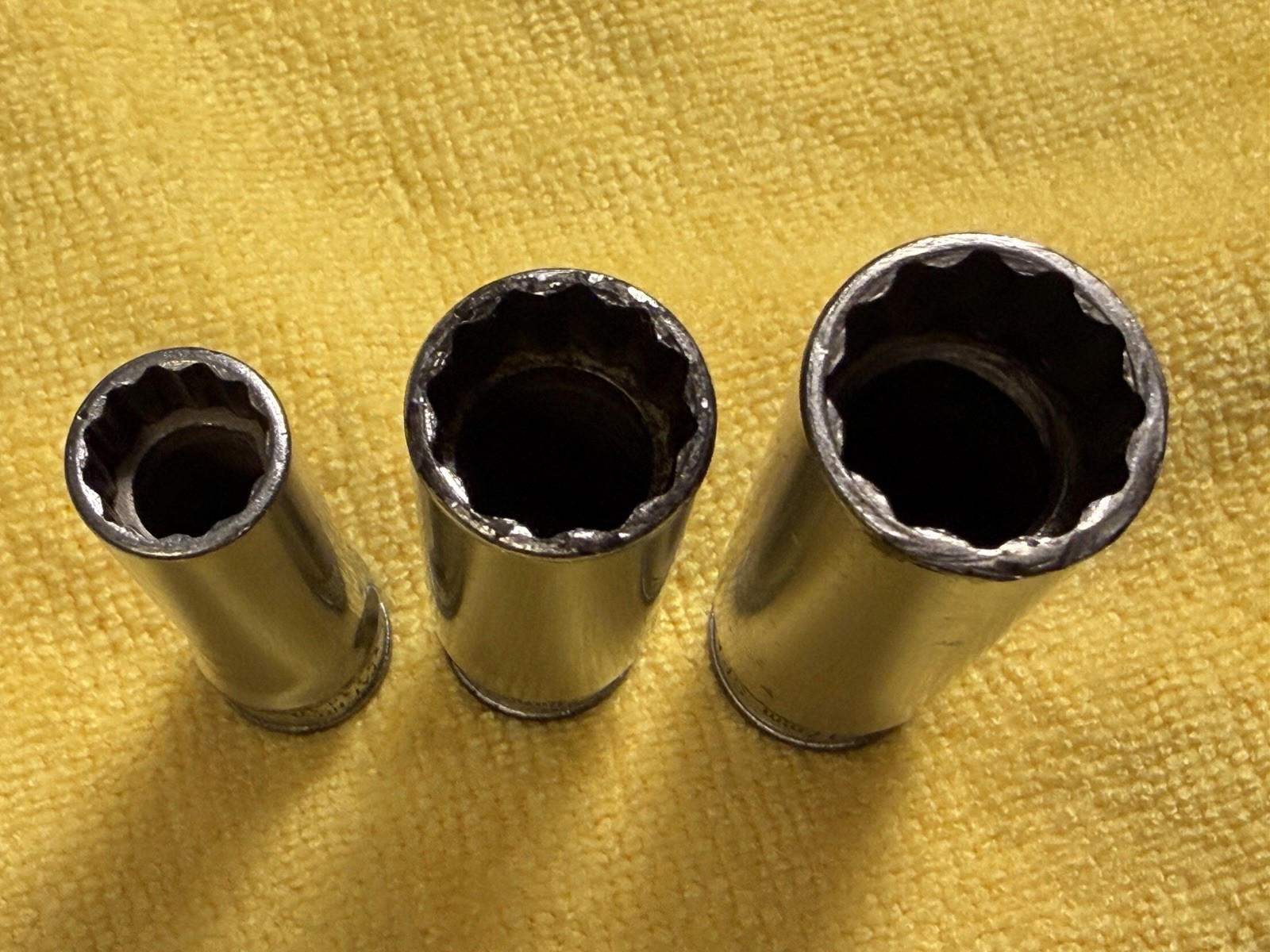 Lot Of 3 Snap-on Deep Metric Sockets 11mm, 15mm, 17mm SFM 12 Point Vintage