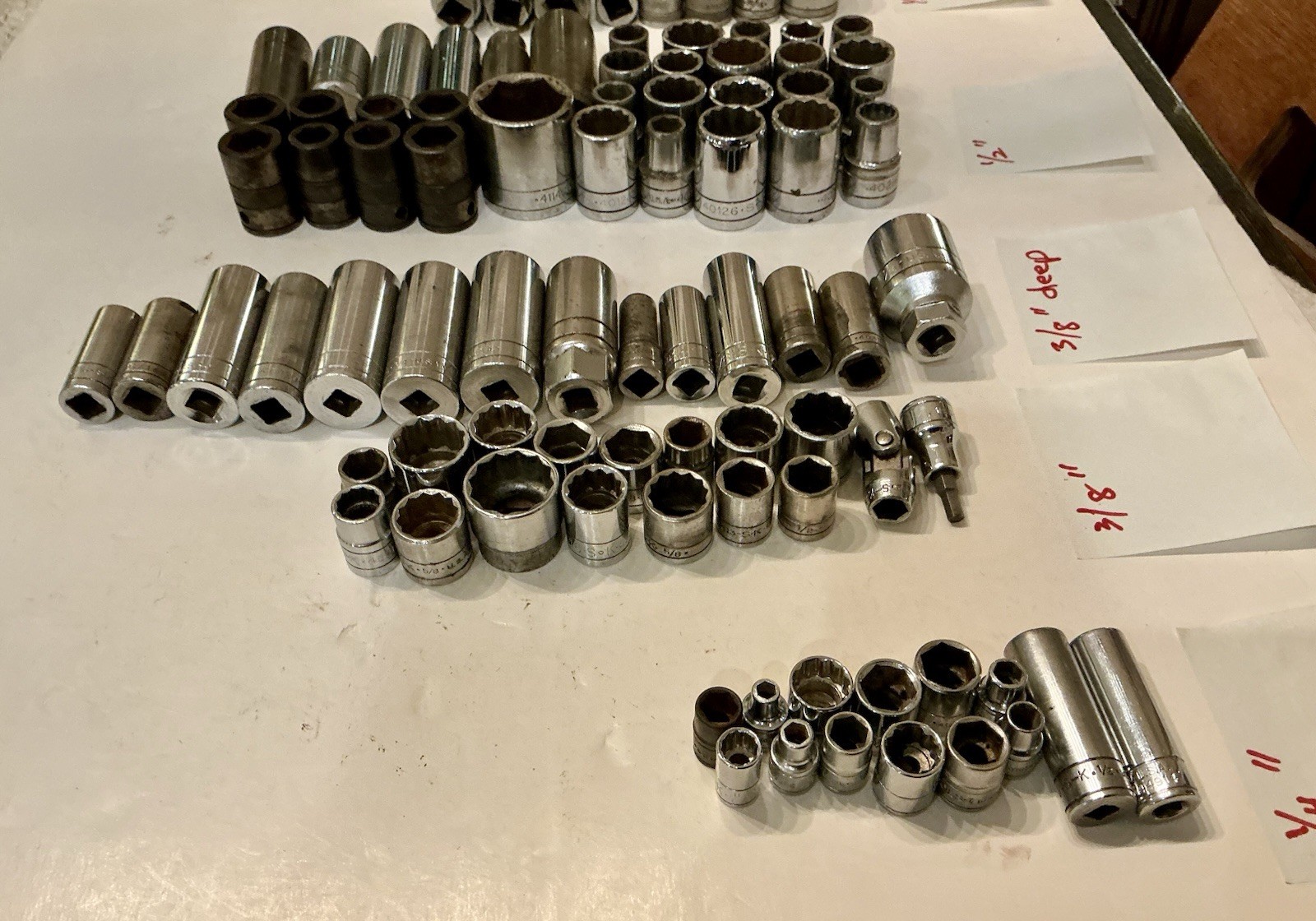 S-K Sockets, Lot Of 105 Sockets, `1/4, 3/8 & 1/2” Drive, Standard, Deep, Impact