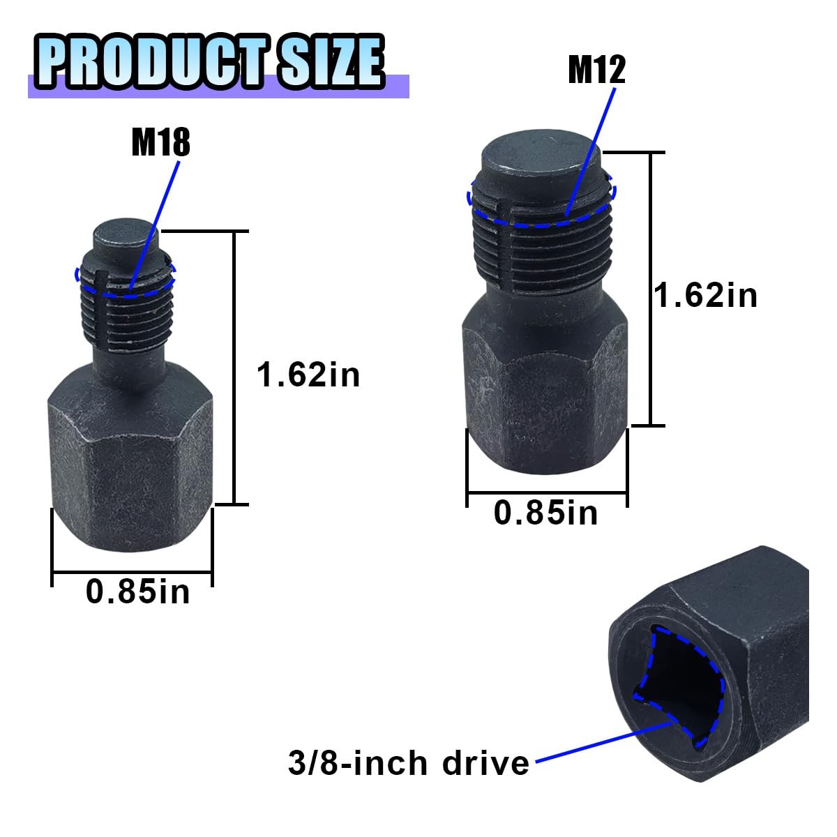 2 PCS Car Thread Chasers, 3/8″ Drives, M18x1.5mm and M12x1.25mm Car Thread Tool