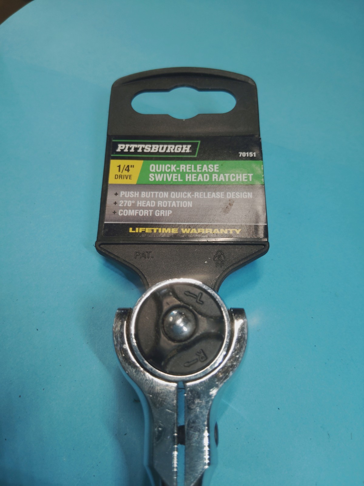 Pittsburgh 1/4″ Drive Flex Head 72 Tooth Green Low Profile Ratchet Comfort Grip