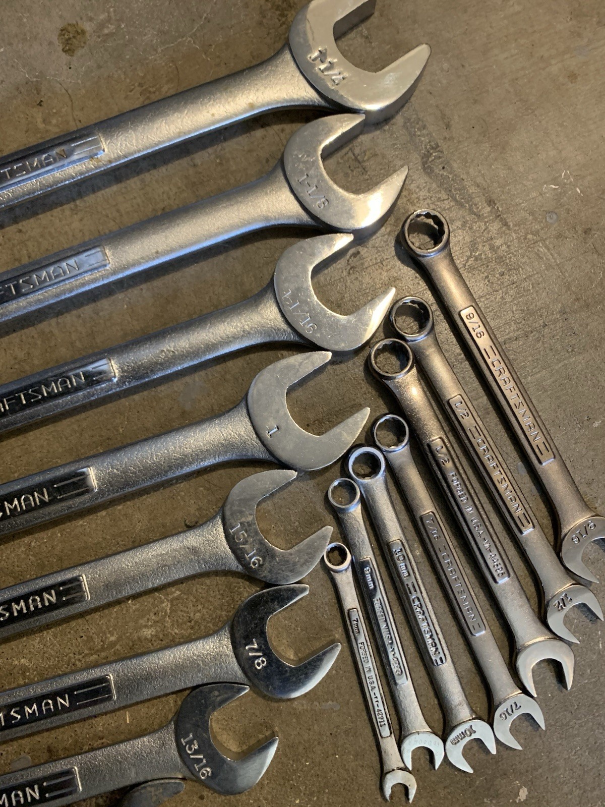 15 Piece Craftsman Series 44 Combination Wrenches. Made In USA