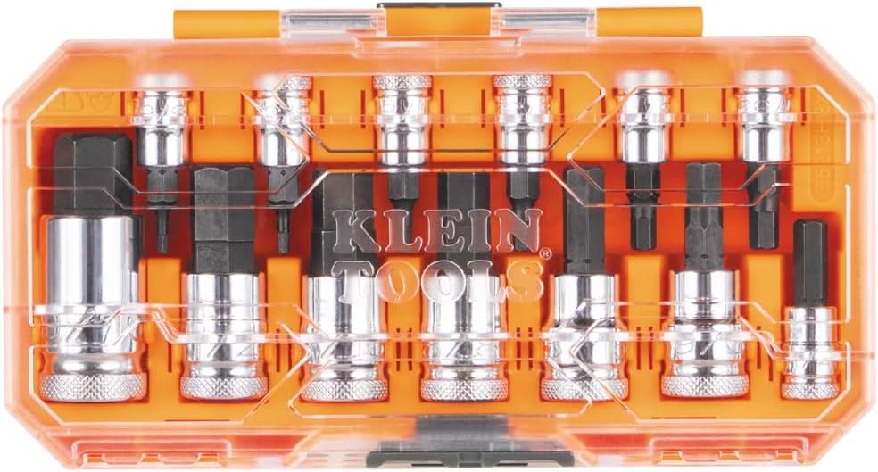 Klein Tools 65213HEX Knurled Hex Bit SAE Socket Set, 1/4, 3/8 and 1/2-Inch…