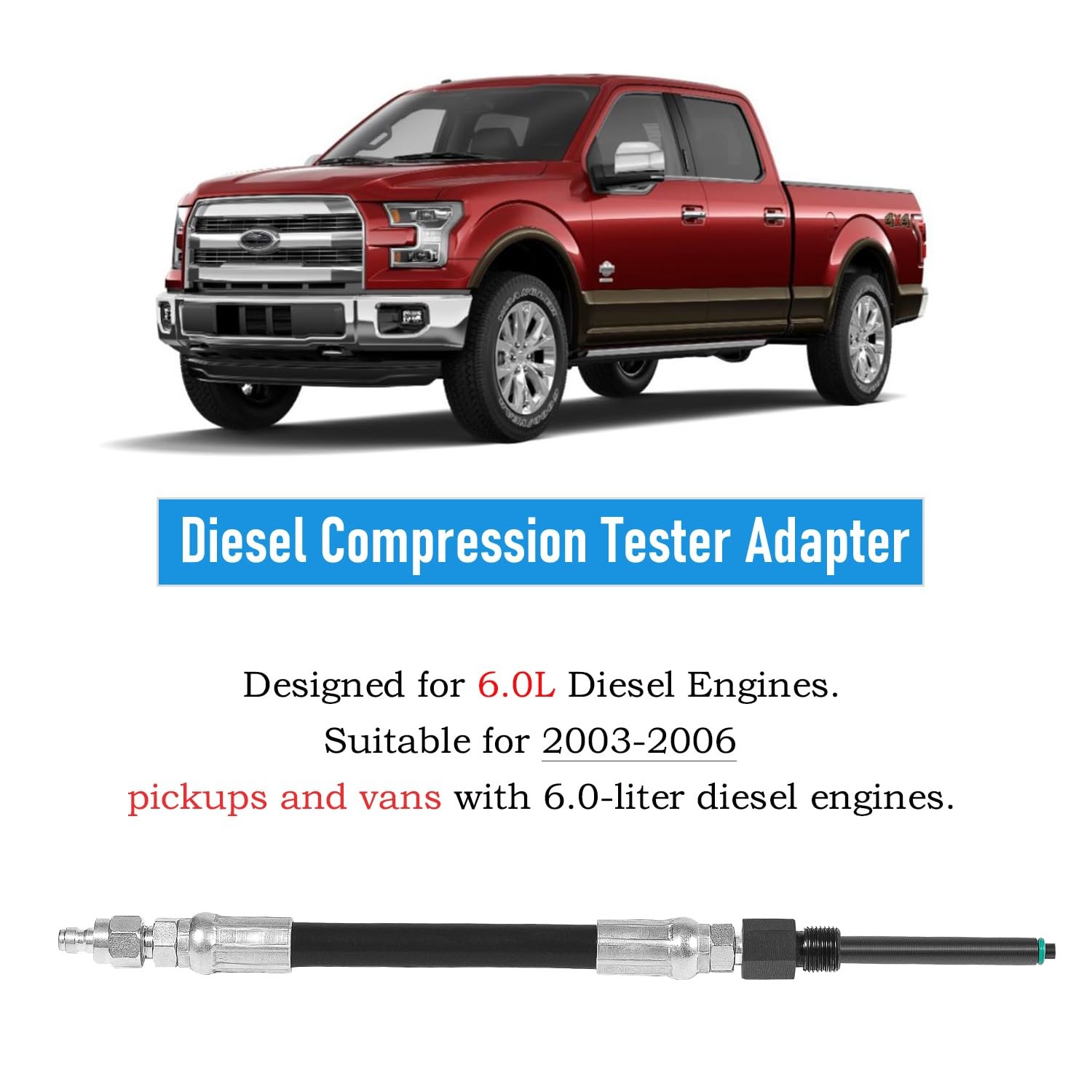 for 2003-2006 Ford 6.0L Diesel Compression Tester Adapter 6660 Hose with O-Ring