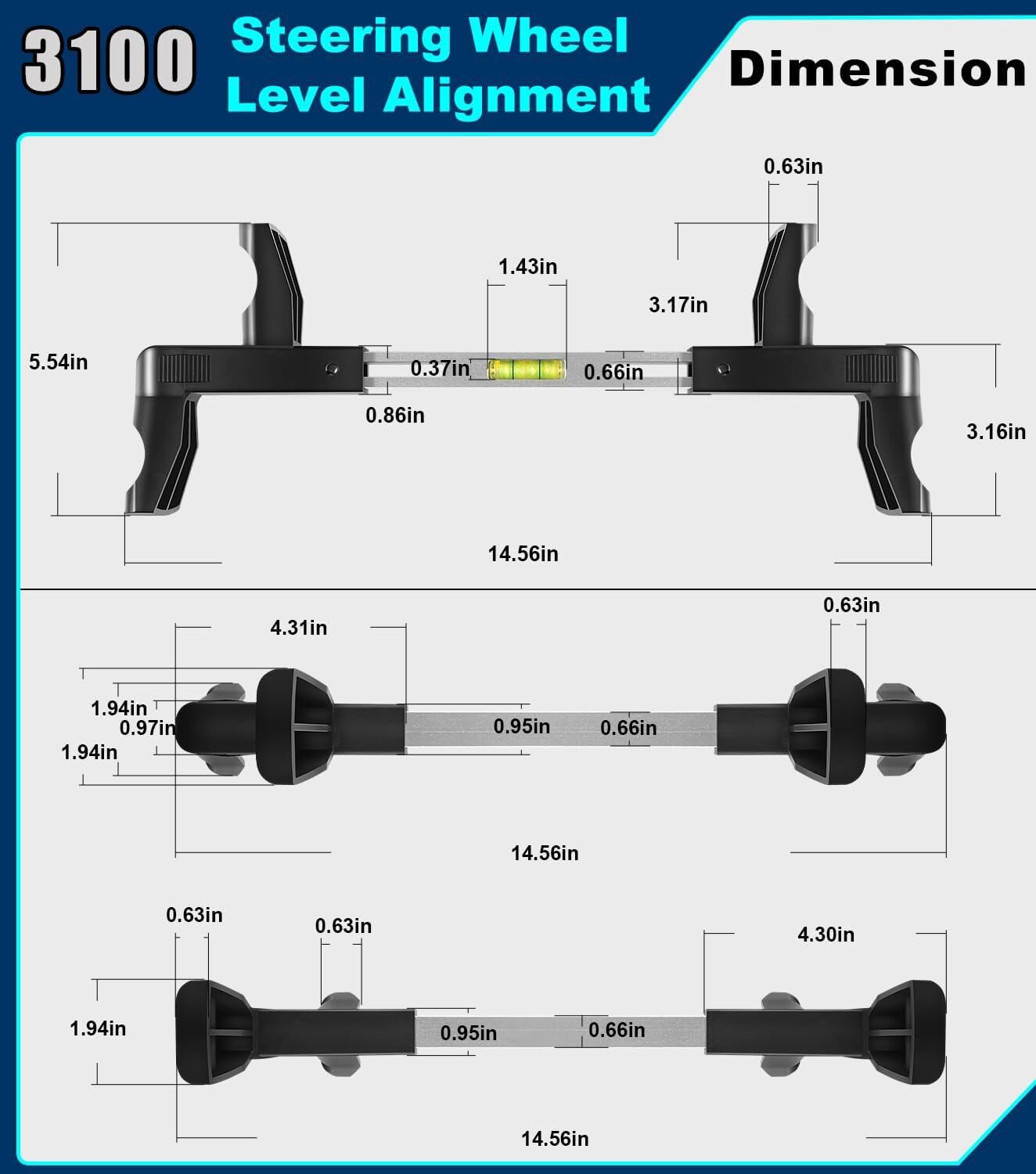 Steering Wheel Level Alignment Tool for Most Vehicle 170mm-250mm and 270mm-340mm