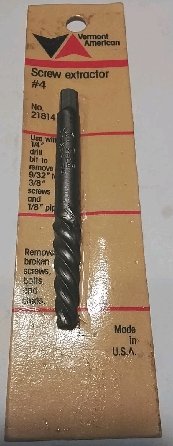 VERMONT AMERICAN 21814 #4 SPIRAL SCREW EXTRACTOR USA 🇺🇸