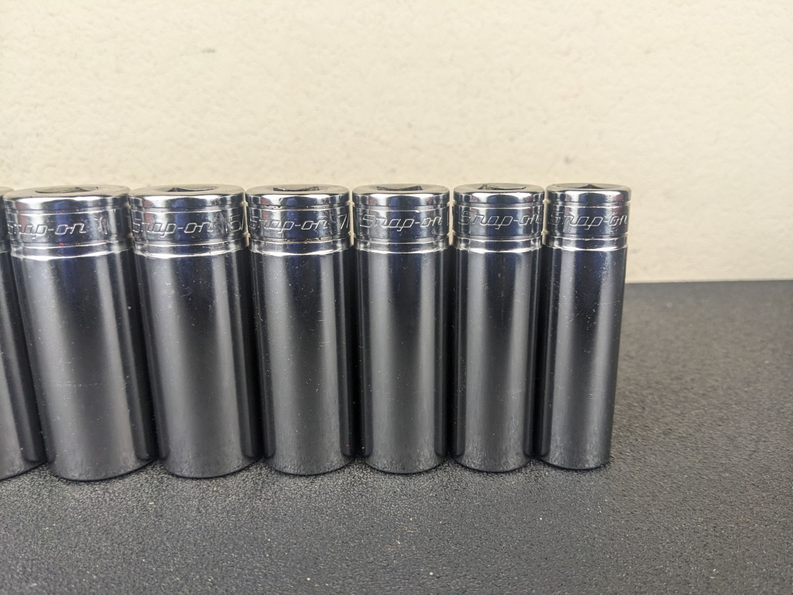 #af708 Snap On Tools NEW 1/2″ Drive Deep Socket Set SAE Chrome 6 Point 1-1/4″