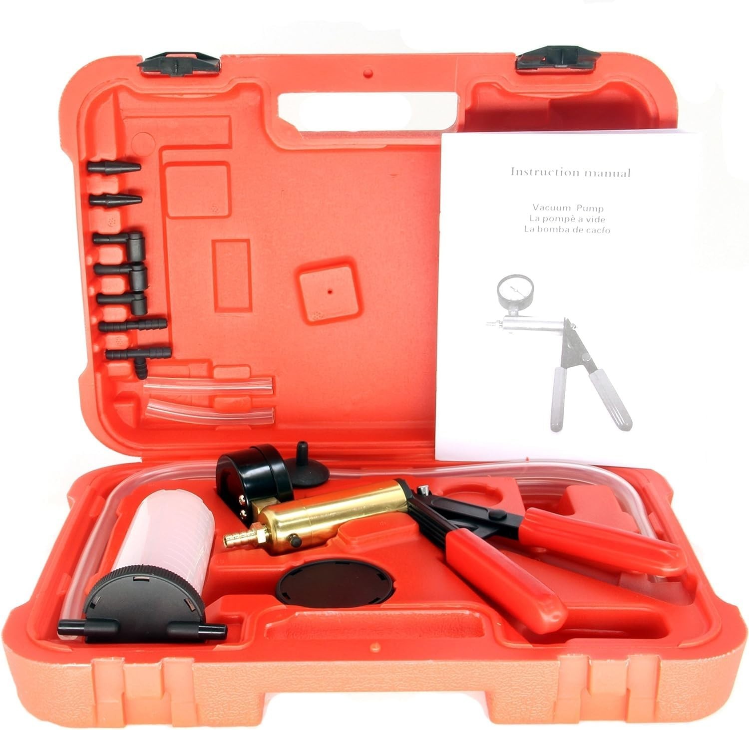 2 in 1 Brake Bleeder Kit Handheld Vacuum Pump Set for Automotive with Case