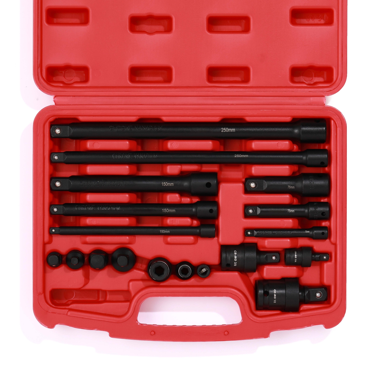 18-Piece Drive Tool Accessory Set Premium CR-V Steel with Black Phosphate Finish