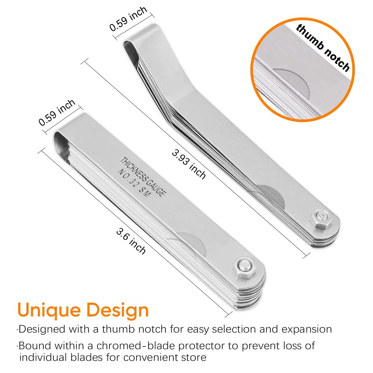 High Precision Dual Marked Feeler Gauge Set: Durable Manganese Steel Design