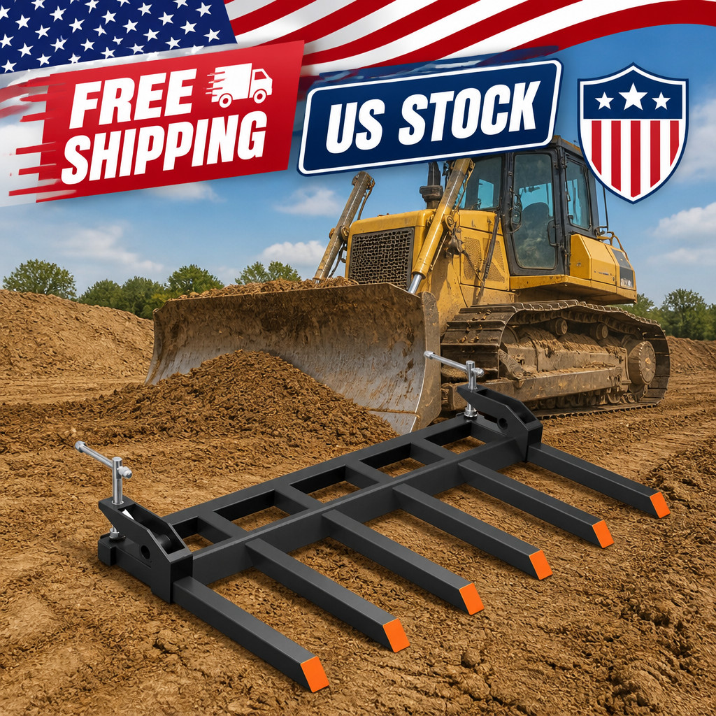 Clamp on Debris Forks Fit 60″ Bucket, 4000 LBS Capacity Heavy Duty 6 Fork Tines