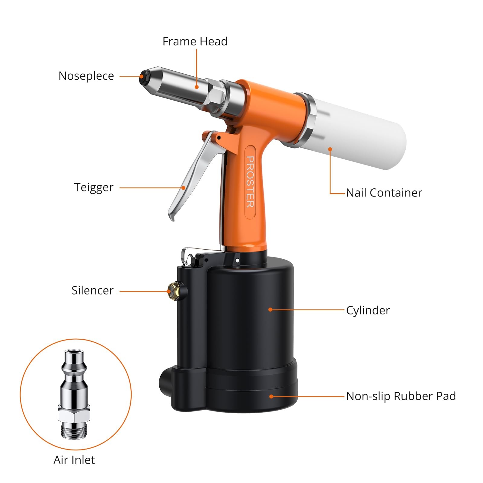 Proster Pneumatic Riveter – 3924LBF Pulling Rivet Gun,