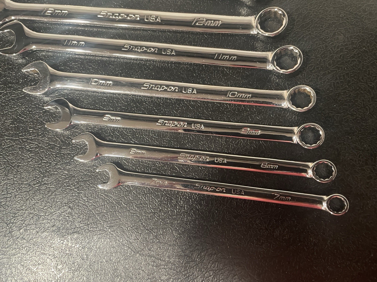 Snap-on 13pc 12 Pt Metric Flank Drive Wrench Set PRO-FI foam 7-19mm SOEXM01FMBR