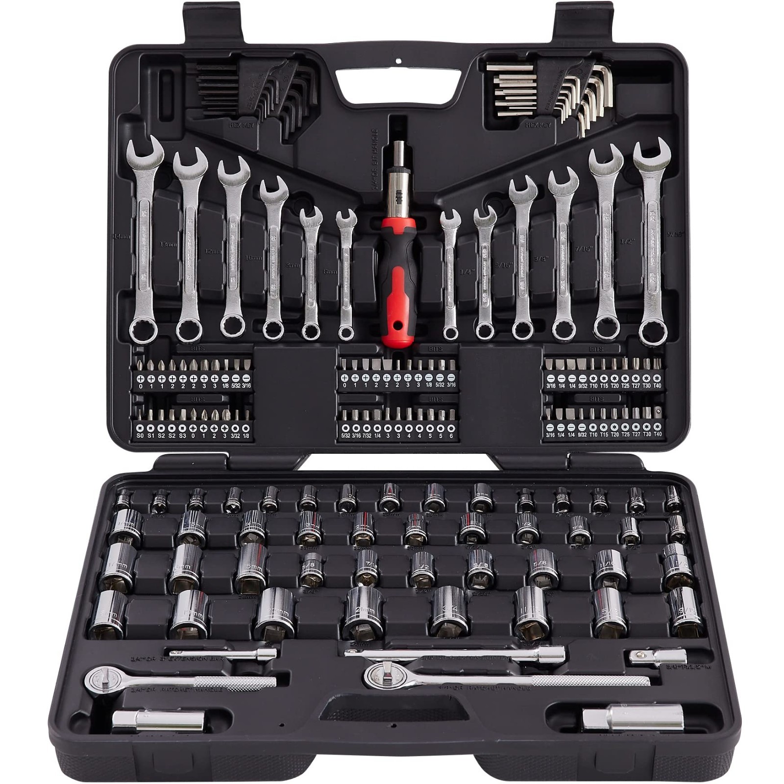 161-Piece Mechanics Tool Set | SAE & Metric Sockets, Premium Alloy Steel, Auto R