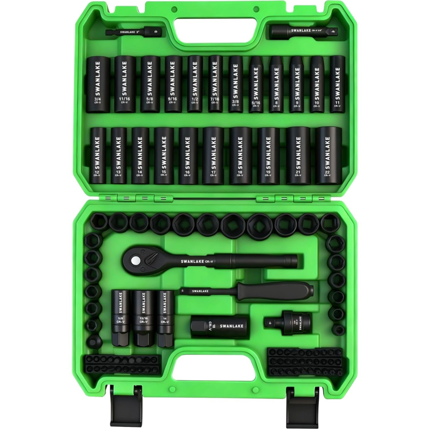 105-Piece Impact Socket Set with Metric and SAE Sockets, Ratchet Handle Included