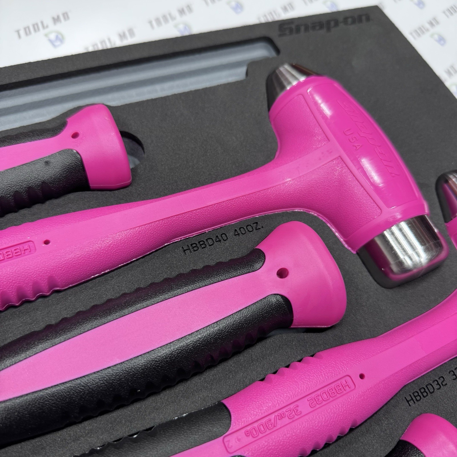 Snap-on Tools USA NEW 6pc ELECTRIC PINK Dead Blow Ball Peen Hammer Set HBBD6FEP