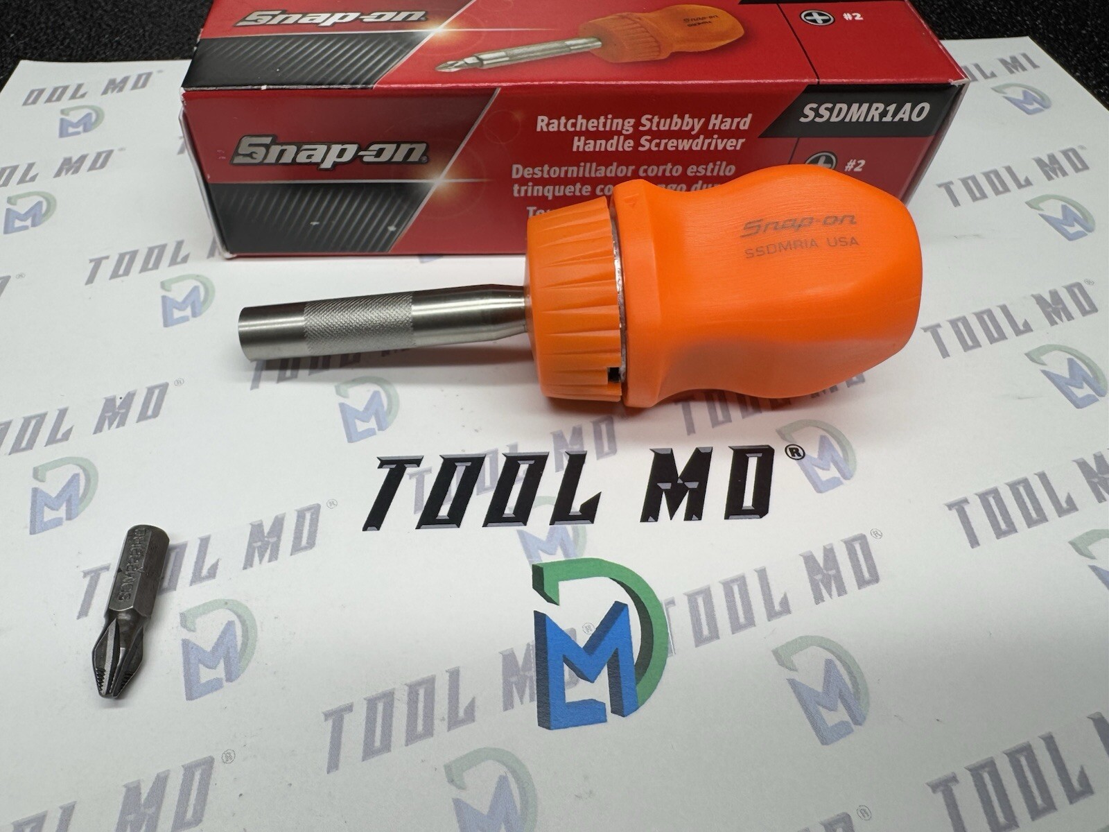 Snap-on Tools USA NEW ORANGE Stubby Hard Handle Ratcheting Screwdriver SSDMR1A