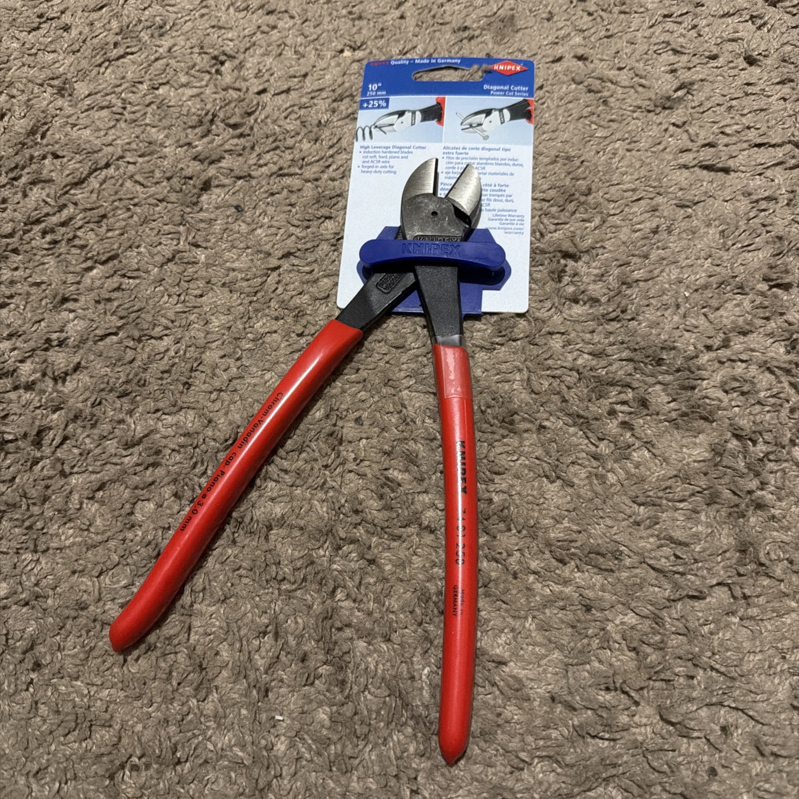 Knipex Ultra High Leverage 10″ Diagonal Cutting Pliers, Made in Germany #7401250
