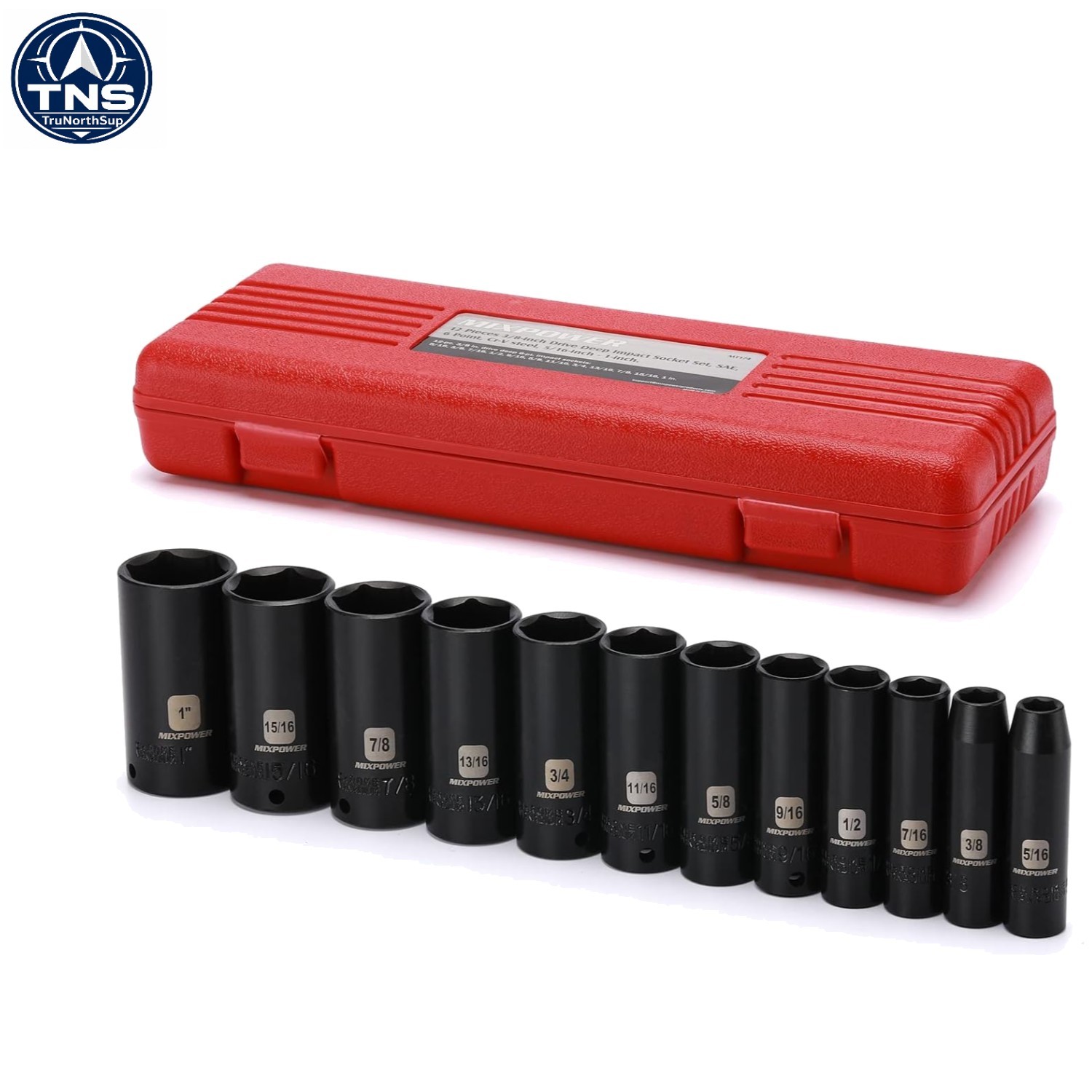 Professional 12-Piece Deep Impact Socket Set – Chrome Vanadium, 6-Point Design