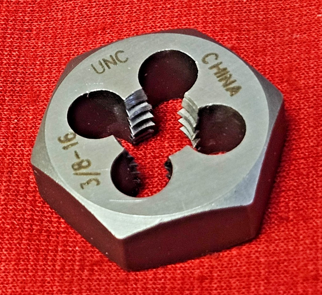 3/8-16 NC X 1″ Hex Die Irwin Hanson 6534 Rethreading Carbon Steel USA