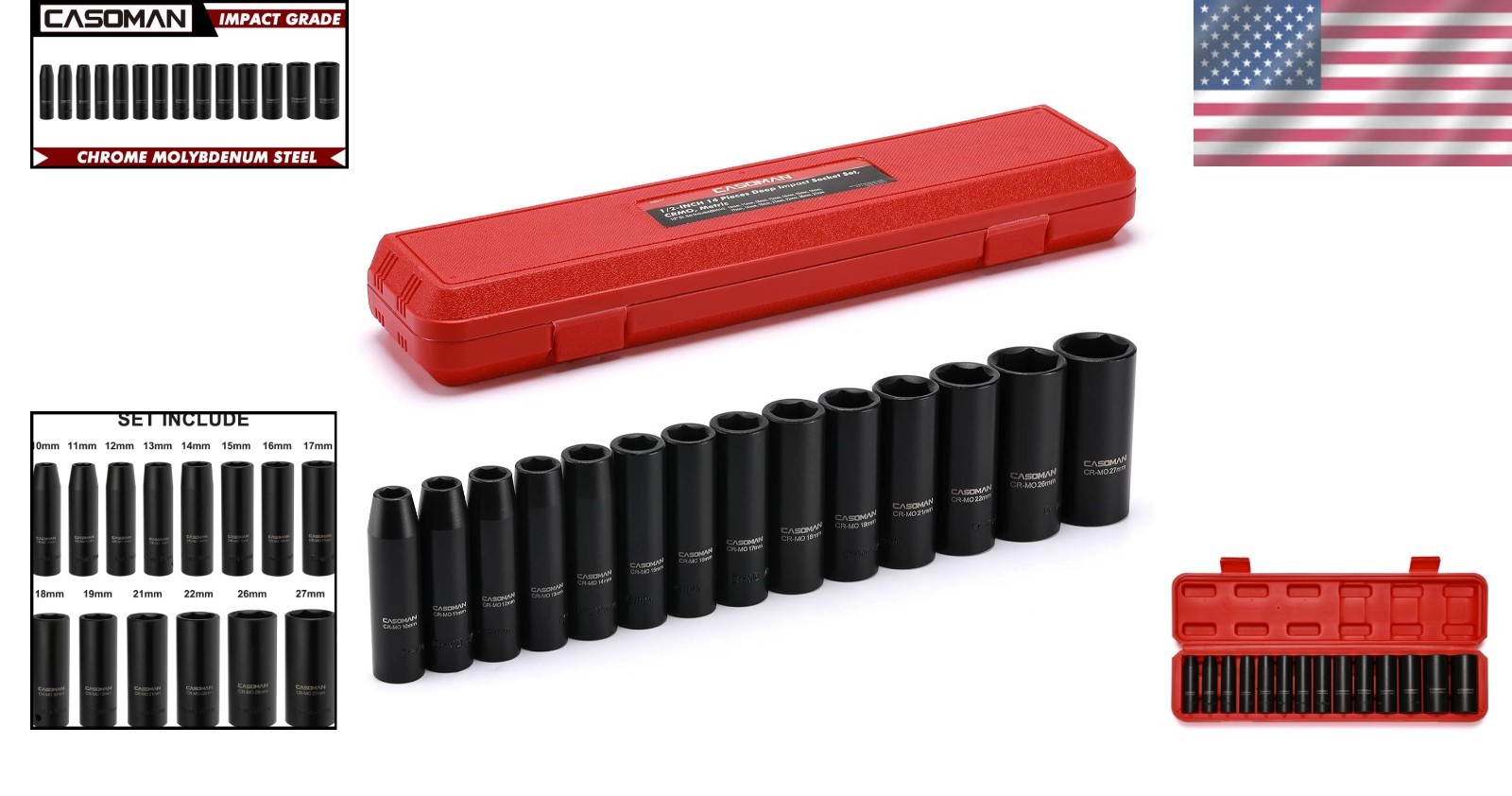 14-Piece Metric Impact Socket Set in Storage Case