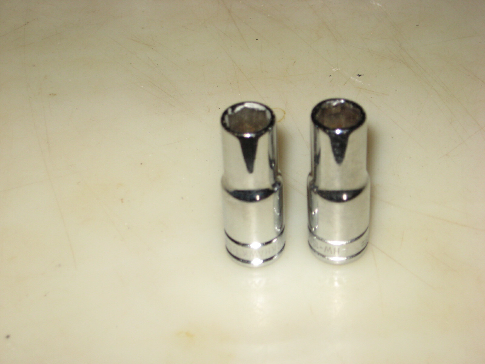 TWO (2) NEW 3/8″-dr 3/8″ DEEP SOCKETS, 6-pt, POLISHED CHROME, BLACKHAWK HW-1512