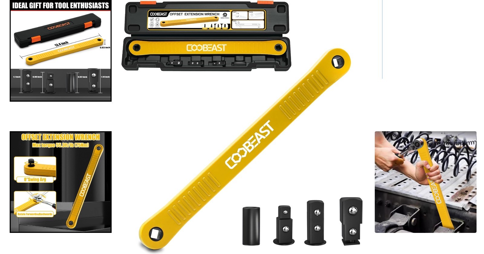 Yellow Offset Extension Wrench Tool – Compact & Versatile for Tight Spaces