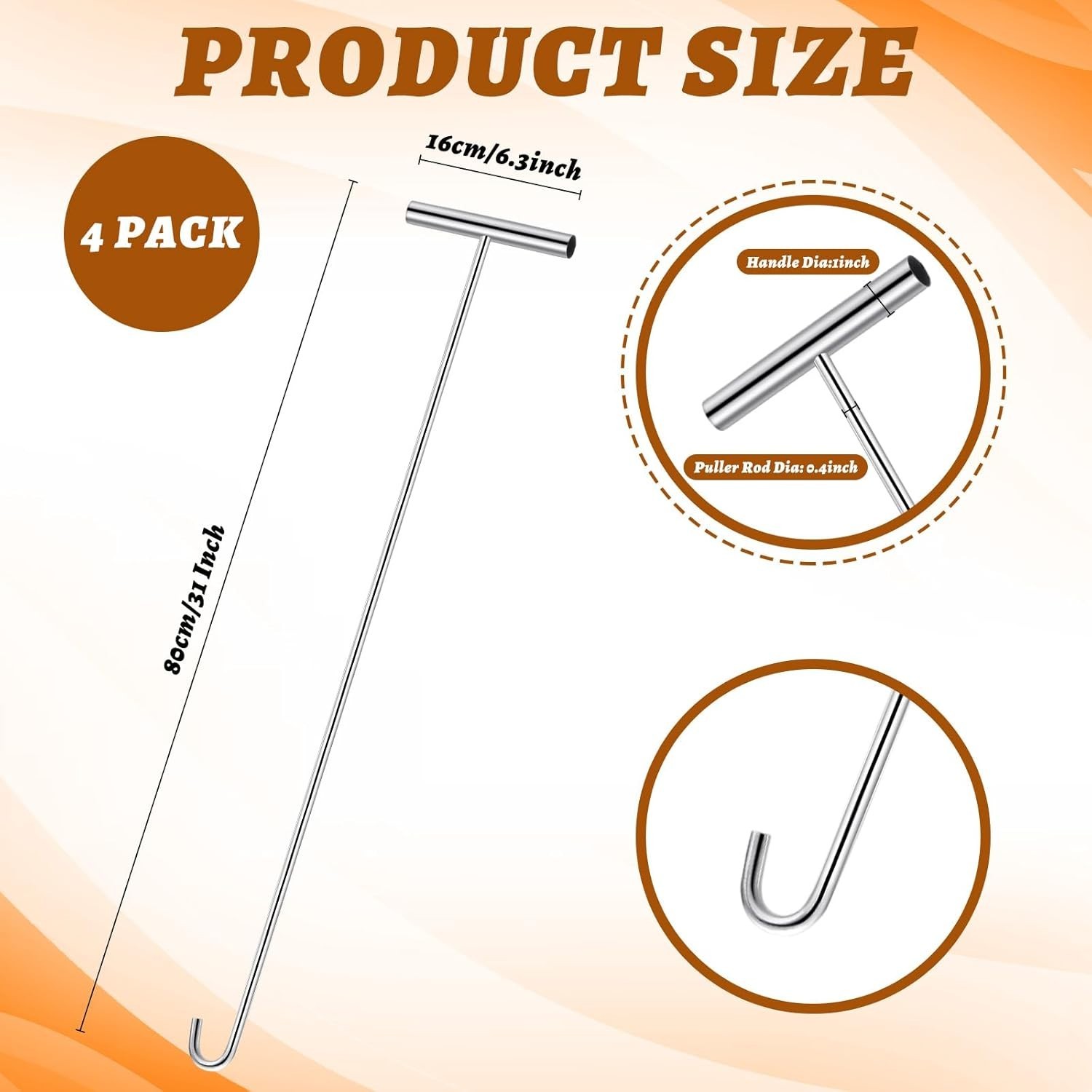 4 Pack 31 Fifth Wheel Puller 5th Wheel Pin Puller for Semi J Hook Silver
