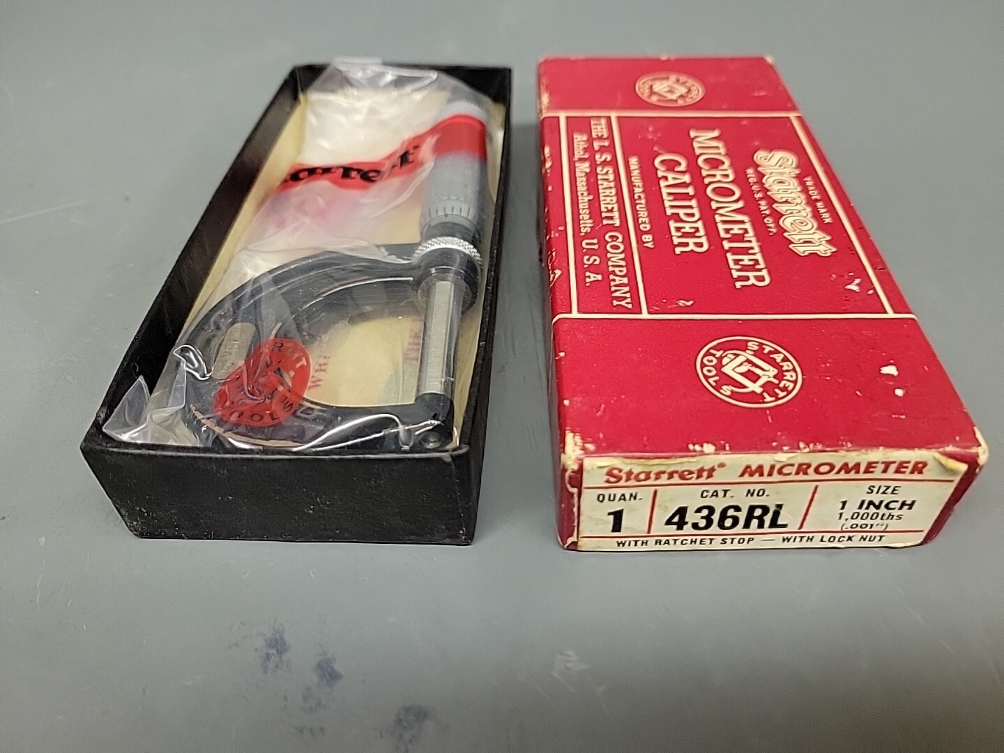 Starrett 436RL 1″ Micrometer Caliper With Ratchet Stop w/Lock Nut NEW OLD STOCK