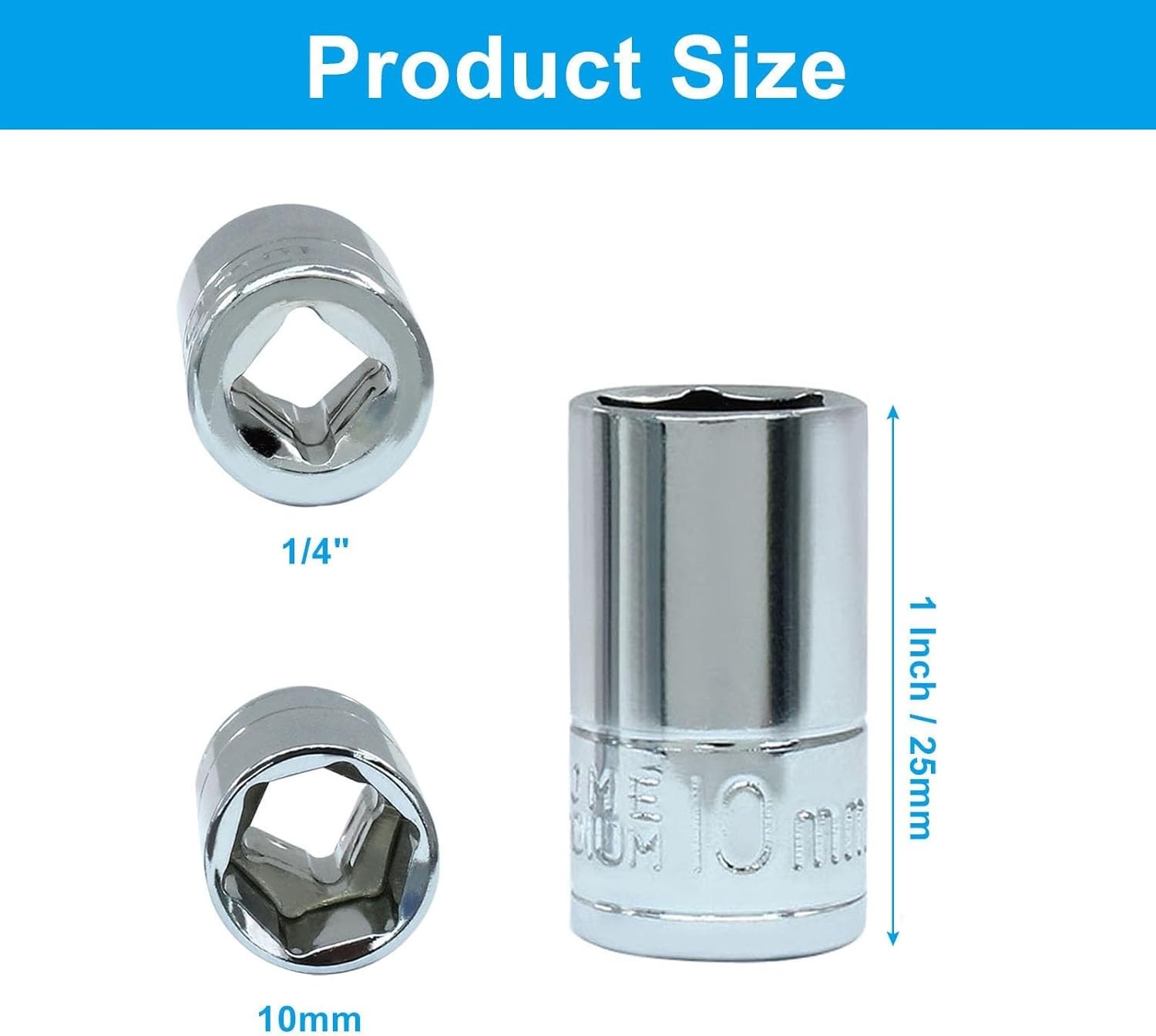 4 Pcs 1/4 Inch Drive 10mm Shallow Socket Set – Chrome Vanadium Steel Excellence
