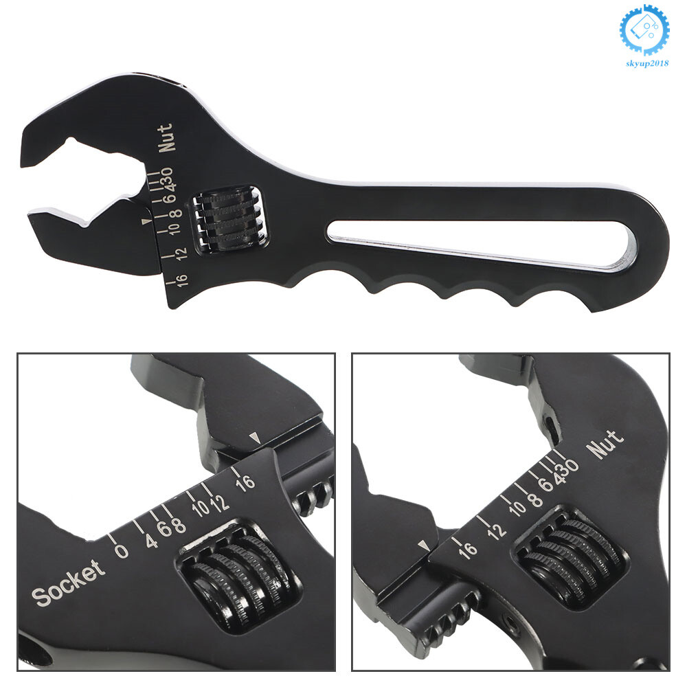 Black Adjustable Wrench Aluminum Tool Spanner for Hose End Fitting 3AN-16AN