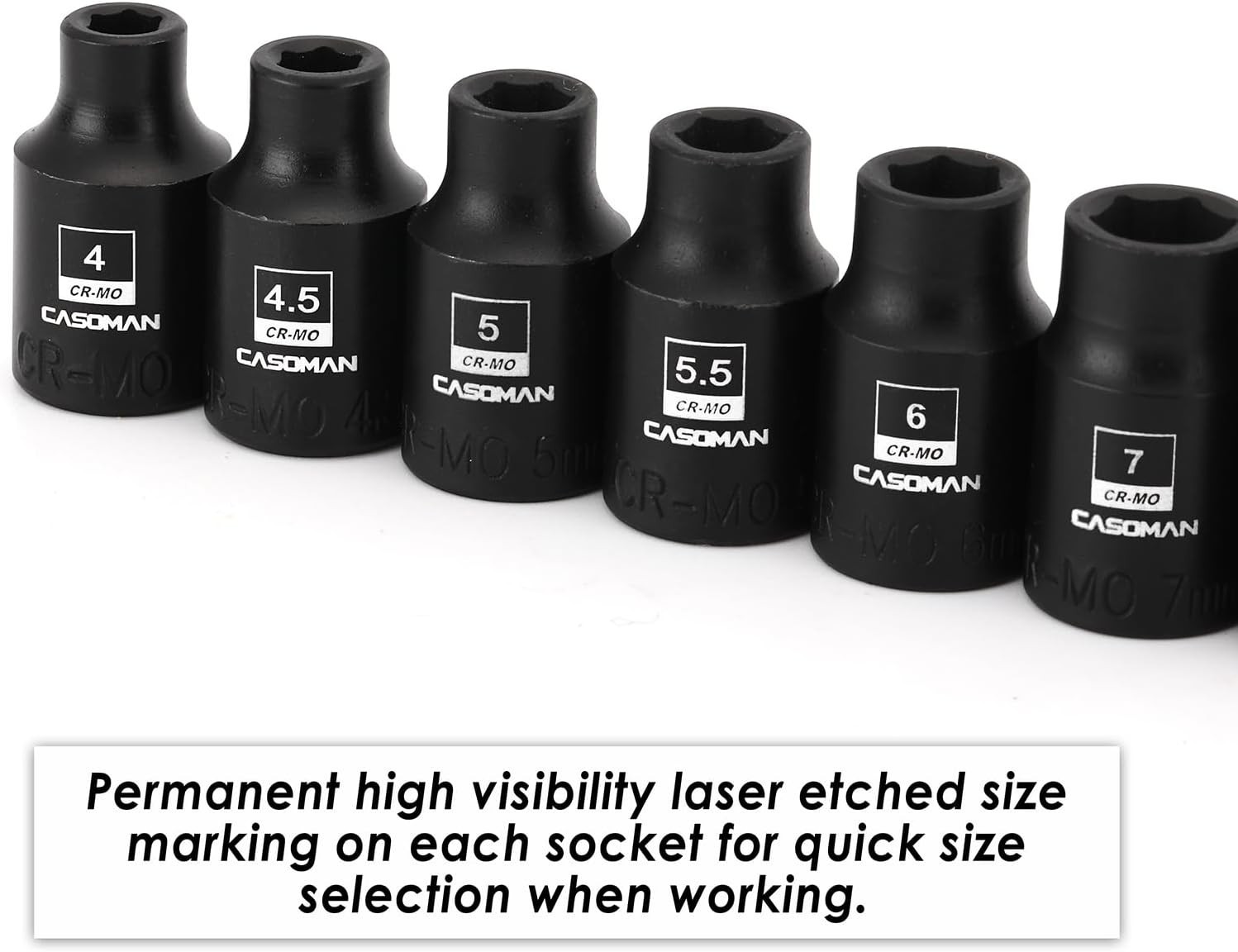 14PC 1/4″ Drive Magnetic Impact Socket Set Metric CR-MO Steel 4mm-15mm CASOMAN
