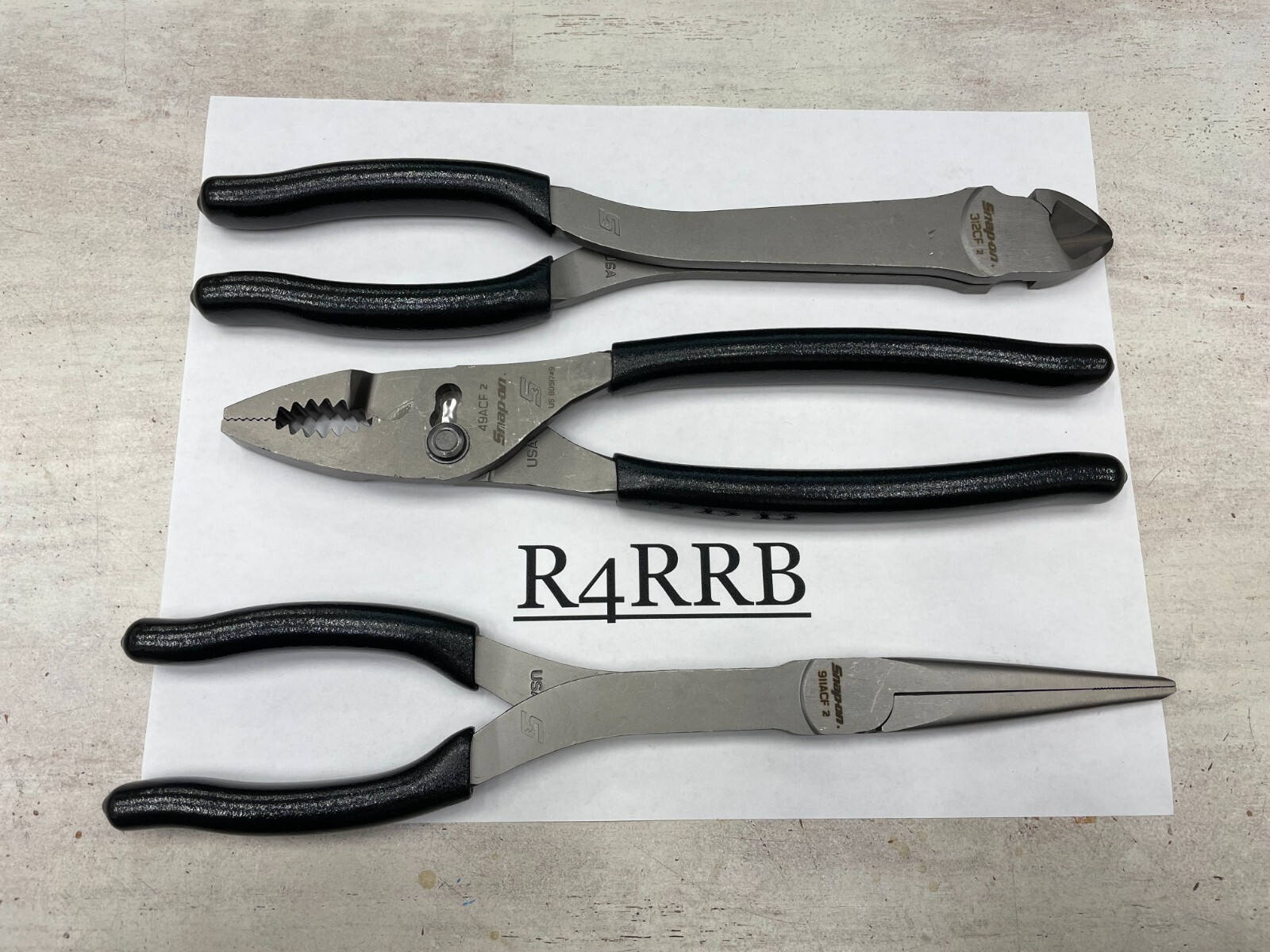 Snap-on Tools NEW 3 Piece BLACK Soft Grip Heavy Duty Pliers Lot Set PL330ACFBK